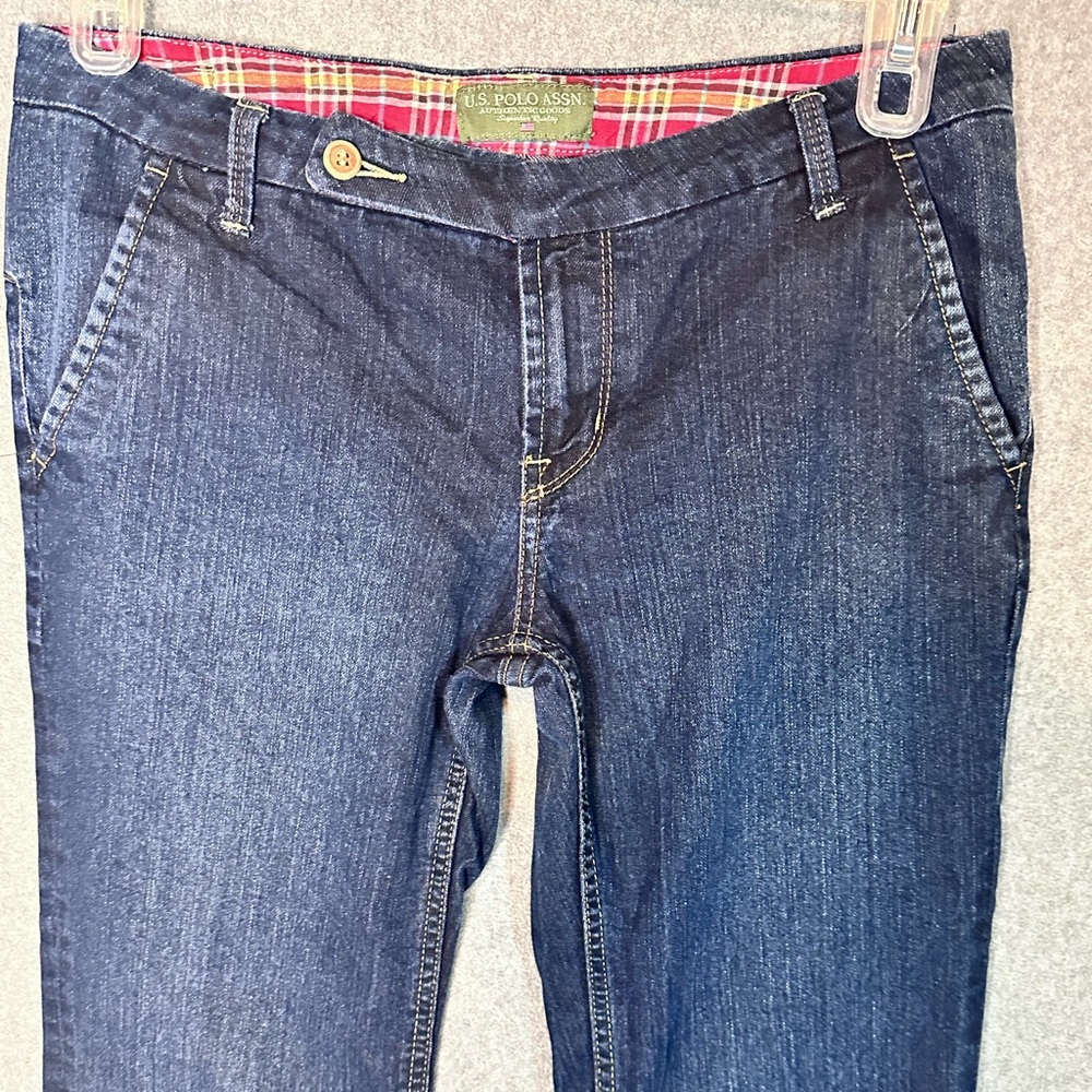 Womens U.S. Polo Jeans Vintage Flare Low Rise Stretch Blue Denim size 9/10 - Picture 7 of 7